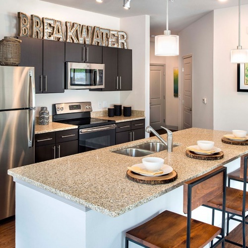 Kitchen kitchen interior with ample counter space